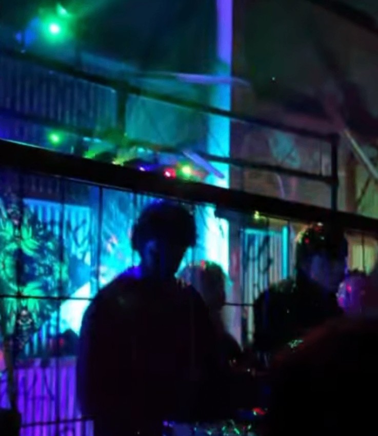 ADHI live in Port Melbourne, green and blue lights